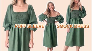 DIY Puff sleeve smock dress from scratch  A perfect summer dress [upl. by Nosak]