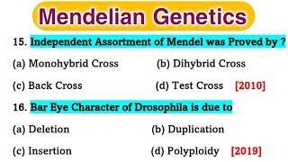 Mendelian Genetics  Genetics mcq  Genetics mcqs  Part 1 [upl. by Ardiekal]