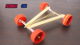 How to make Rubber Band Powered CAR diy toy car [upl. by Twila]