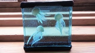 MINI JELLYFISH TANK AQUARIUM Polymer Clay Resin Tutorial [upl. by Aillemac]