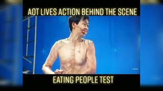 Eating people test  Attack on titan  behind the scene LIVE ACTION [upl. by Anawal]