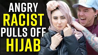 Guy Pulls Hijab off Muslim Girls Head SHOCKING ENDING [upl. by Hoes662]