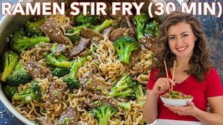 Easy BEEF and BROCCOLI RAMEN STIR FRY Recipe [upl. by Urban]