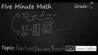 6th Grade Math Fractions Decimals and Percents [upl. by Eciralc836]