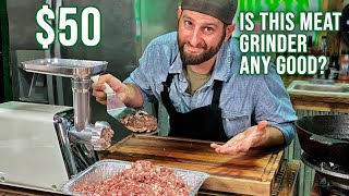 I paid 50 for this Harbor Freight MEAT GRINDER  Harbor Freight Meat Grinder Review  Venison Gyro [upl. by Namzaj]