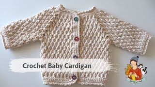 Crochet Easy Alpine Stitch Baby Cardigan [upl. by Meehsar]