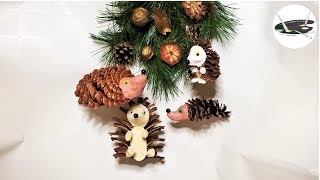 Jak zrobić jeże z szyszek na choinkę HEDGEHOGS MADE OF PINECONES Pomysły plastyczne dla każdego [upl. by Tipton342]