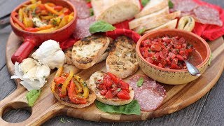 Italian Antipasti Bruschetta amp Roasted Peppers [upl. by Annoid]