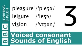 English Pronunciation 👄 Voiced Consonant  ʒ  pleasure leisure and vision [upl. by Shig]