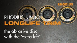 RHODIUS JUMBO LONGLIFE TRIM – the abrasive disc with the ‘extra life’ [upl. by Robaina]