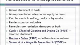 Misrepresentation Lecture 1 of 4 [upl. by Zosema]