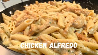 Lazy Creamy Chicken Alfredo Pasta Recipe  Alfredo From A Jar [upl. by Frye144]