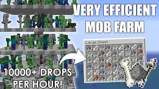 Minecraft EASY Efficient MOB FARM Tutorial 1164  Zombie Creeper Skeleton Farm [upl. by Lenahs]