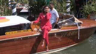 Madalina Diana Ghenea arrives by boat at Venice Film Festival [upl. by Arodoet]