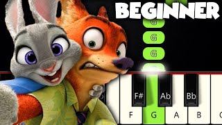 Try Everything  Zootopia Shakira  BEGINNER PIANO TUTORIAL  SHEET MUSIC by Betacustic [upl. by Craggie319]