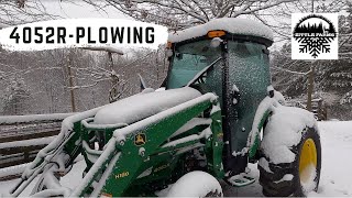 John Deere 4052R Snow Plowing [upl. by Ann75]